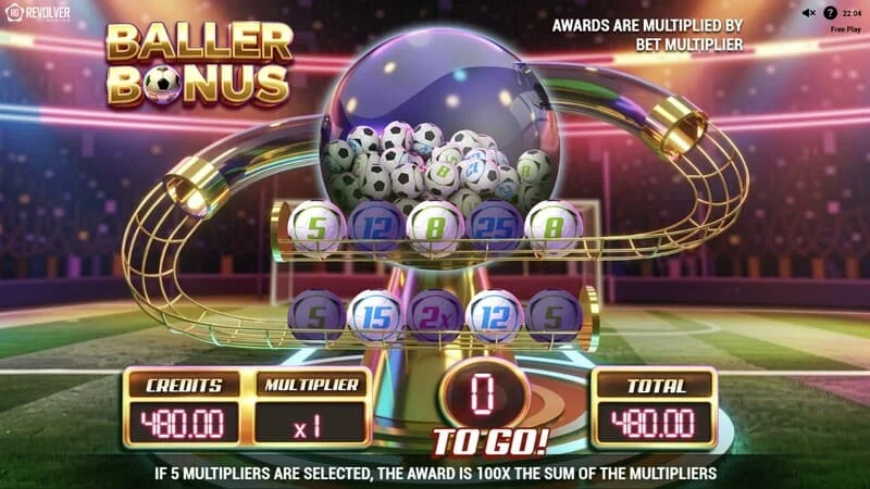 Trophy Spins World Cup 26 - Baller Bonus -kierroksen käynnistys